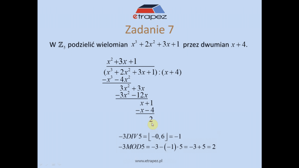 dzielenie wielomianów Z5