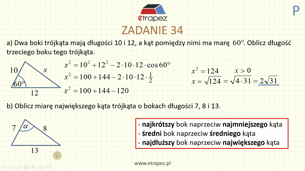 DEMO 3 SCREEN (Twierdzenie cosinusów)